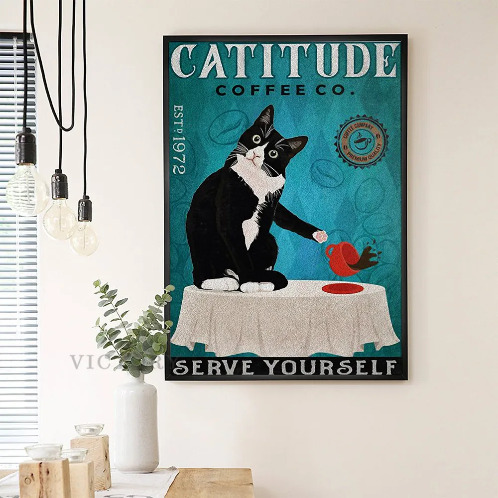 Catitude Coffee Poster Cat Prints for Home-Best Gifts Vintage Wall Art Canvas Painting Retro Cafe Kitchen Coffee Bar Decoration
Catitude Coffee Poster Cat Prints for Home-Best Gifts Vintage Wall Art Canvas Painting Retro Cafe Kitchen Coffee Bar Decoration
