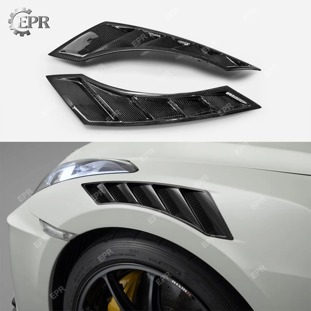 

Для Nissan GTR R35 NIS стиль углеродное волокно переднее крыло вентиляционные отверстия отделка 2шт 2008-2017 NISMO Впускной воздуховод