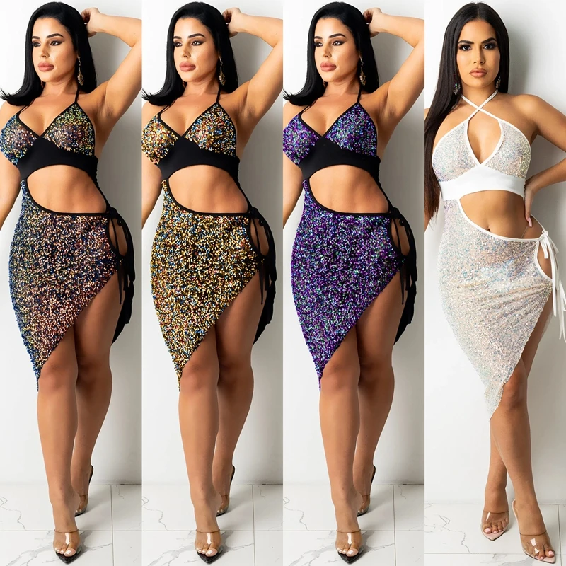 Весеннее сексуальное платье, модное платье с блестками, на бретельках, с разрезом, Бандажное, для ночного клуба, вечерние платья для женщин, ... 
Весеннее сексуальное платье, модное платье с блестками, на бретельках, с разрезом, Бандажное, для ночного клуба, вечерние платья для женщин, ...