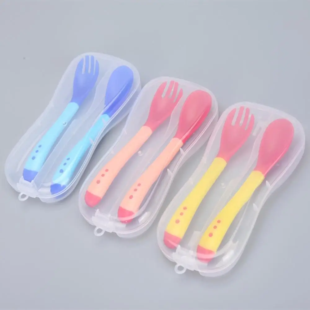 New Baby Feeding Flatware Temperature Sensing Spoon Fork Safety Silicon Kids Children Flatware Feeding Spoons 2pcs
New Baby Feeding Flatware Temperature Sensing Spoon Fork Safety Silicon Kids Children Flatware Feeding Spoons 2pcs