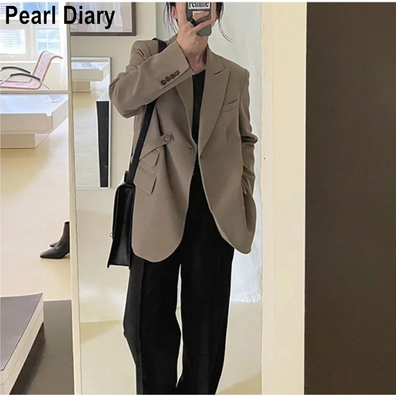 Женский офисный костюм с длинным рукавом, однотонное Свободное пальто на одной пуговице со шнуровкой, винтажная верхняя одежда в Корейском ... 
Женский офисный костюм с длинным рукавом, однотонное Свободное пальто на одной пуговице со шнуровкой, винтажная верхняя одежда в Корейском ...