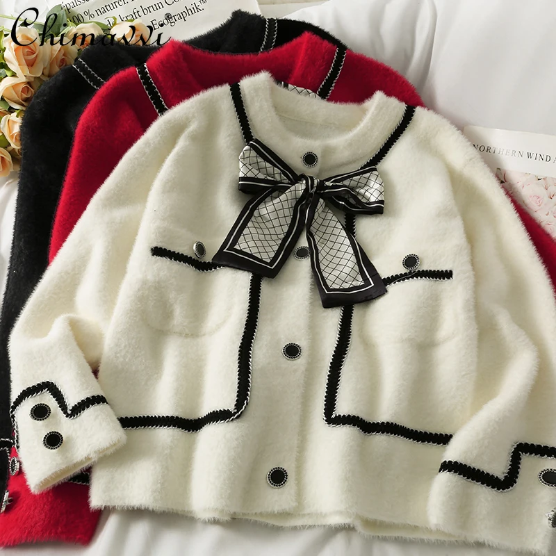 Sweet Fashion Lady Bow Single-Breasted Loose Cardigan Coat Women's Clothing Contrast Color Stripe Long Sleeve Top
Sweet Fashion Lady Bow Single-Breasted Loose Cardigan Coat Women's Clothing Contrast Color Stripe Long Sleeve Top