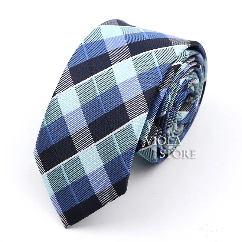 Classic Jacquard Plaid Striped Necktie 6cm Polyester Blue Male Slim Tie Skinny Tuxedo Suit Shirt Cravat Gift For Men Accessory | Аксессуары