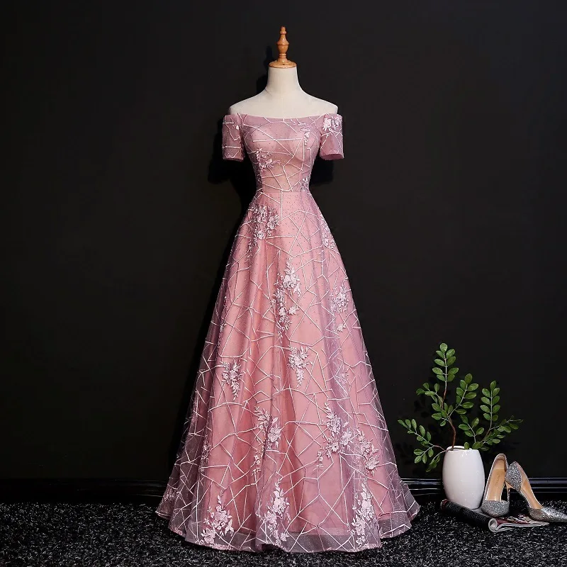 Short Sleeves Evening Gown Boat neck Robe De Soiree Pink Wine Red A line Applique Beads Evening Dresses Party Abendkleider
Short Sleeves Evening Gown Boat neck Robe De Soiree Pink Wine Red A line Applique Beads Evening Dresses Party Abendkleider