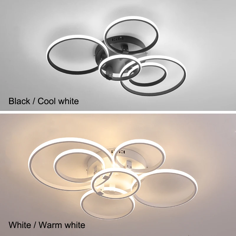 Hot led Chandelier lights Dimmable+APP rings designer for living room bedroom ceiling Modern chandelier fixtures lampara techo | Освещение