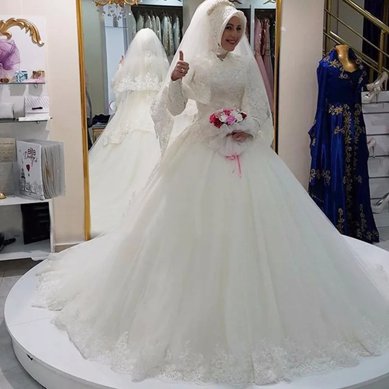 Arab Hijab Muslim Wedding Dress Long Sleeve Saudi Wedding Gown Muslim Plus Size Lace Long Train Bridal Dress Vestido De Noiva
Arab Hijab Muslim Wedding Dress Long Sleeve Saudi Wedding Gown Muslim Plus Size Lace Long Train Bridal Dress Vestido De Noiva