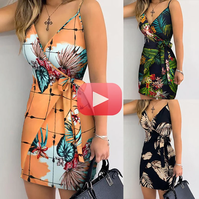 Black Women Summer V Neck Chiffon Print Dress Self-tie Knot Dress Female Sexy Short Sleeveless A Line Party Vestidos 2021
Black Women Summer V Neck Chiffon Print Dress Self-tie Knot Dress Female Sexy Short Sleeveless A Line Party Vestidos 2021