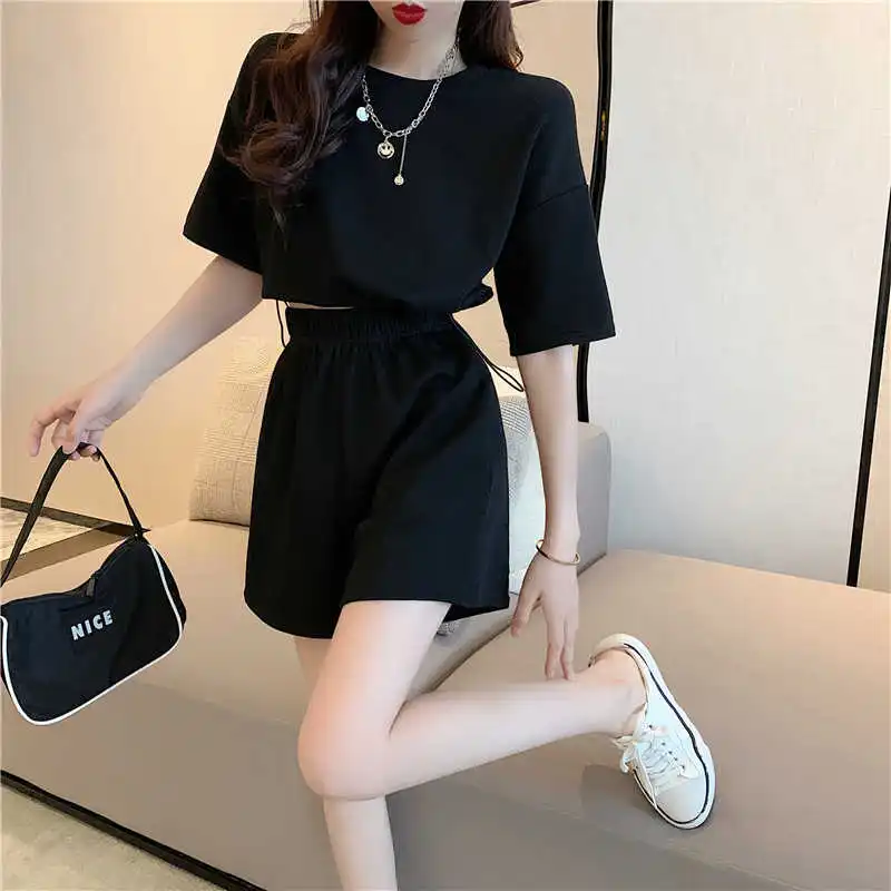 Fashion Suit 2021 New Women's Clothing Summer Loose Crop Top + Wide Leg Shorts Casual Sports Two-Piece Set
Fashion Suit 2021 New Women's Clothing Summer Loose Crop Top + Wide Leg Shorts Casual Sports Two-Piece Set