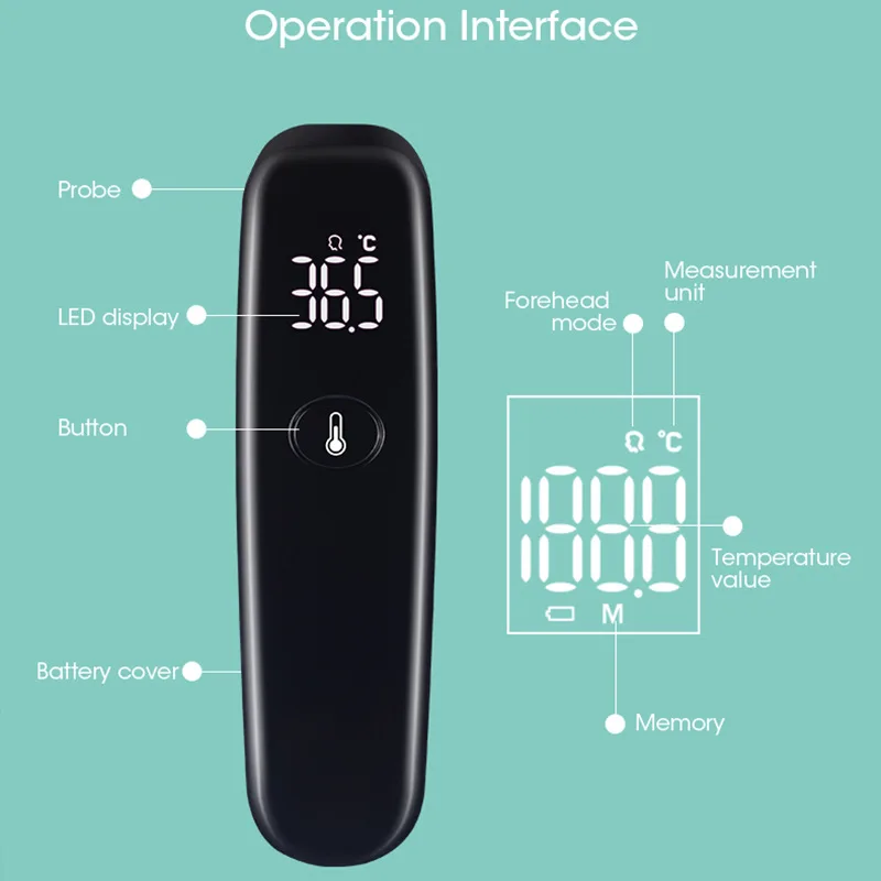 Non-Contact LED Display Thermometer High Precision Full Screen Forhead Thermograph Gun Black Digital Measure Tool For Baby Adult
Non-Contact LED Display Thermometer High Precision Full Screen Forhead Thermograph Gun Black Digital Measure Tool For Baby Adult