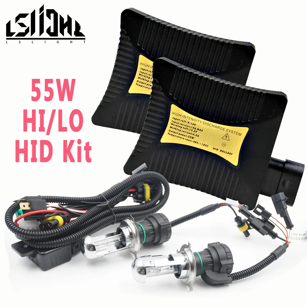 

55W HID Kit Bi Xenon Hi/Lo H4 H13 9004 9007 Headlight Bulbs with Slim Ballast DC12V 3000K 4300K 5000K 6000K 8000K 10000K 12000K