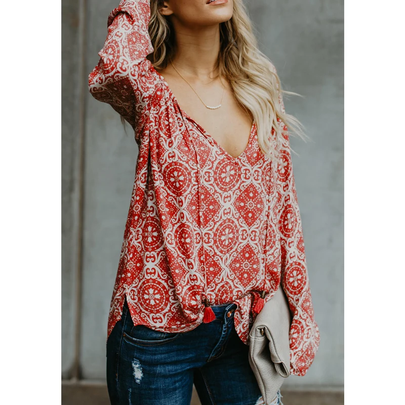 Casual Women Boho Print Blouse Plus Size Ladies Long Sleeve Spring Blouse Female Black Red Blouse Shirt Tops for Autumn
Casual Women Boho Print Blouse Plus Size Ladies Long Sleeve Spring Blouse Female Black Red Blouse Shirt Tops for Autumn
