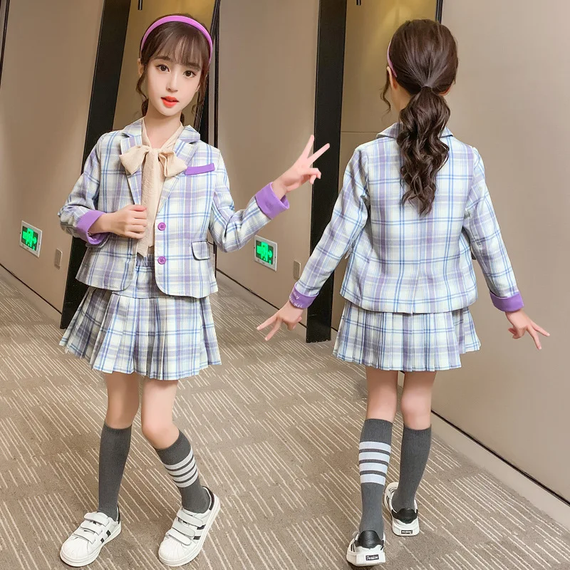 Girls Blazer Jackets Suit Children Kids Blazer + Blouse + Pleated Skirt School Uniform 3pcs Spring Suit Plaid Clothes Set 4 6 8Y
Girls Blazer Jackets Suit Children Kids Blazer + Blouse + Pleated Skirt School Uniform 3pcs Spring Suit Plaid Clothes Set 4 6 8Y