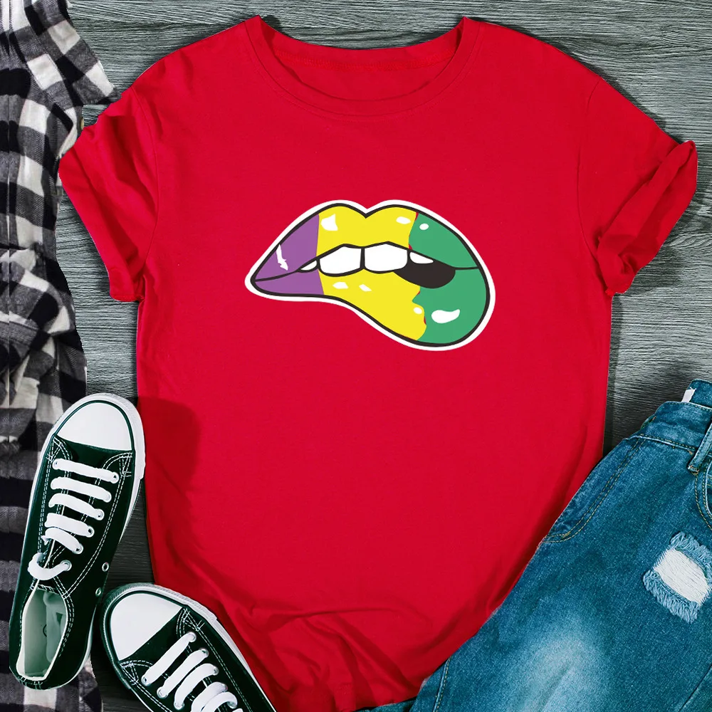 Three-colour Lips Letter Print Women T Shirt Short Sleeve ONeck Loose Women Tshirt Ladies Tee Shirt Tops Clothes Camisetas Mujer
Three-colour Lips Letter Print Women T Shirt Short Sleeve ONeck Loose Women Tshirt Ladies Tee Shirt Tops Clothes Camisetas Mujer