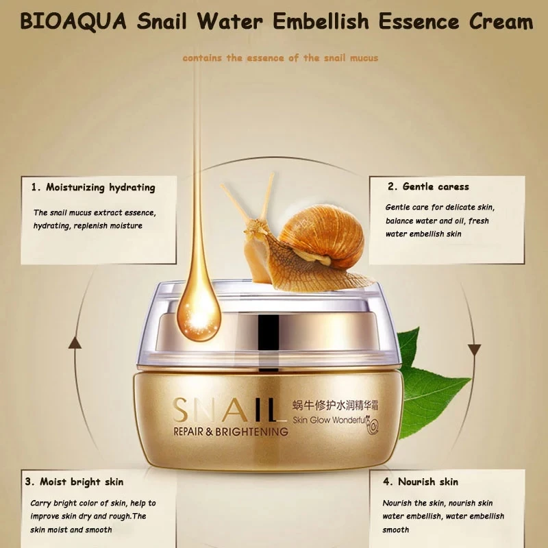 BIOAQUA Brand Snail Deep Nourishing Repair Facial Cream Anti-aging Anti Wrinkle Cream Beauty Miracle Glow Day & Night Cream
BIOAQUA Brand Snail Deep Nourishing Repair Facial Cream Anti-aging Anti Wrinkle Cream Beauty Miracle Glow Day & Night Cream