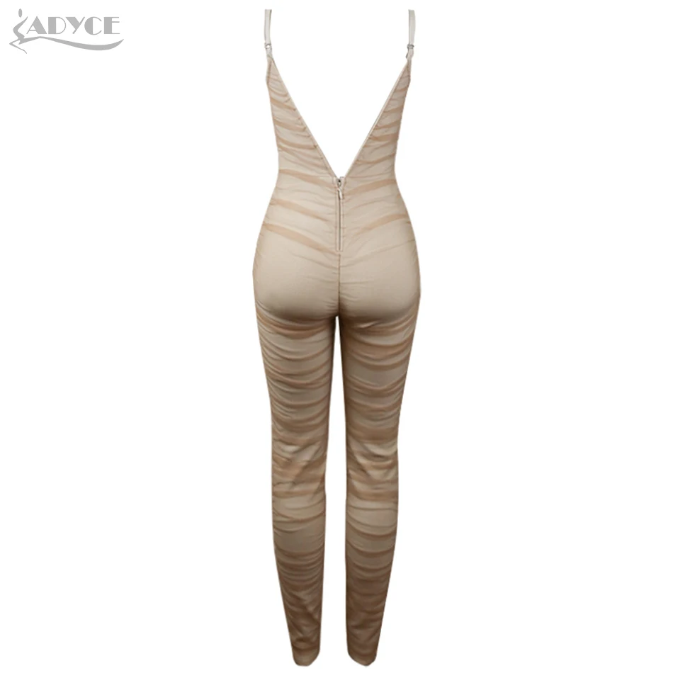 

Adyce 2021 New Summer Women Sleeveless V Neck Bandage Jumpsuits Sexy Spaghetti Strap& Long Pants Lace Bodysuit Rompers Jumpsuits