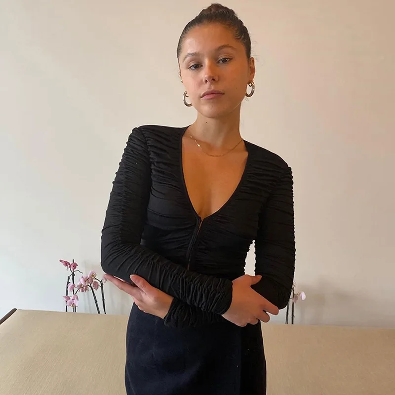 2021 Harajuku Party Club Woman Slim T-shirt Elegant Office Lady Chiffon Crop Y2k Top Women Street Pure Pleated Casual Wear
2021 Harajuku Party Club Woman Slim T-shirt Elegant Office Lady Chiffon Crop Y2k Top Women Street Pure Pleated Casual Wear