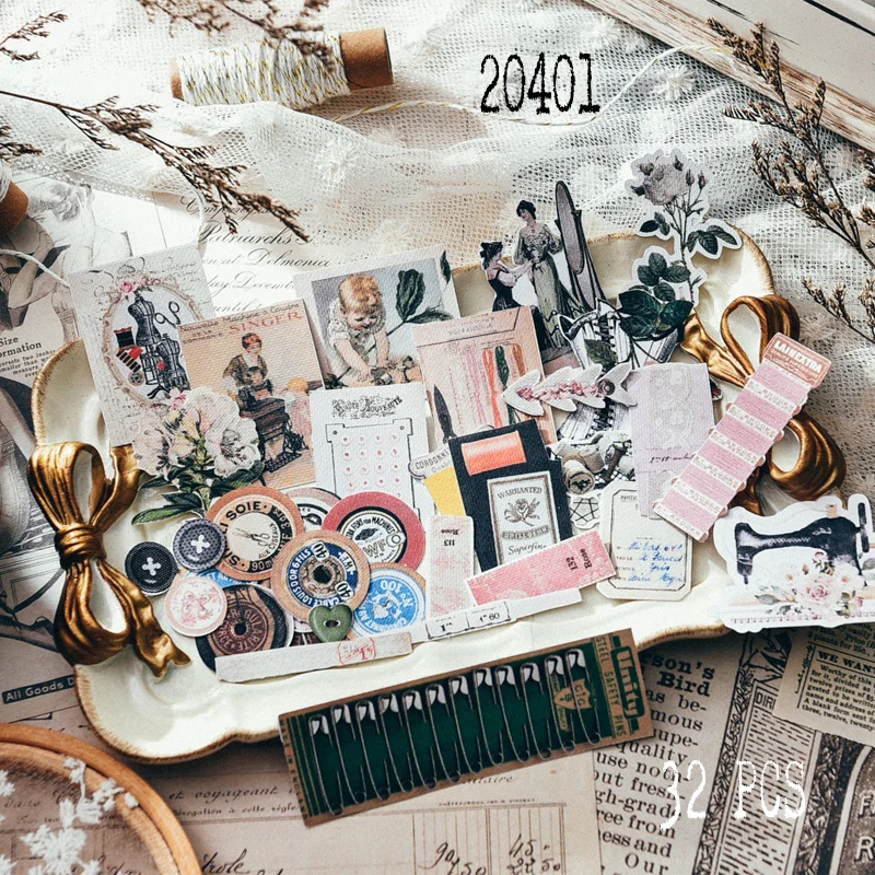 32Pcs/Pack Vintage European Sewing Tools Sticker DIY Scrapbooking Album Junk Journal Planner Decorative Stickers
32Pcs/Pack Vintage European Sewing Tools Sticker DIY Scrapbooking Album Junk Journal Planner Decorative Stickers