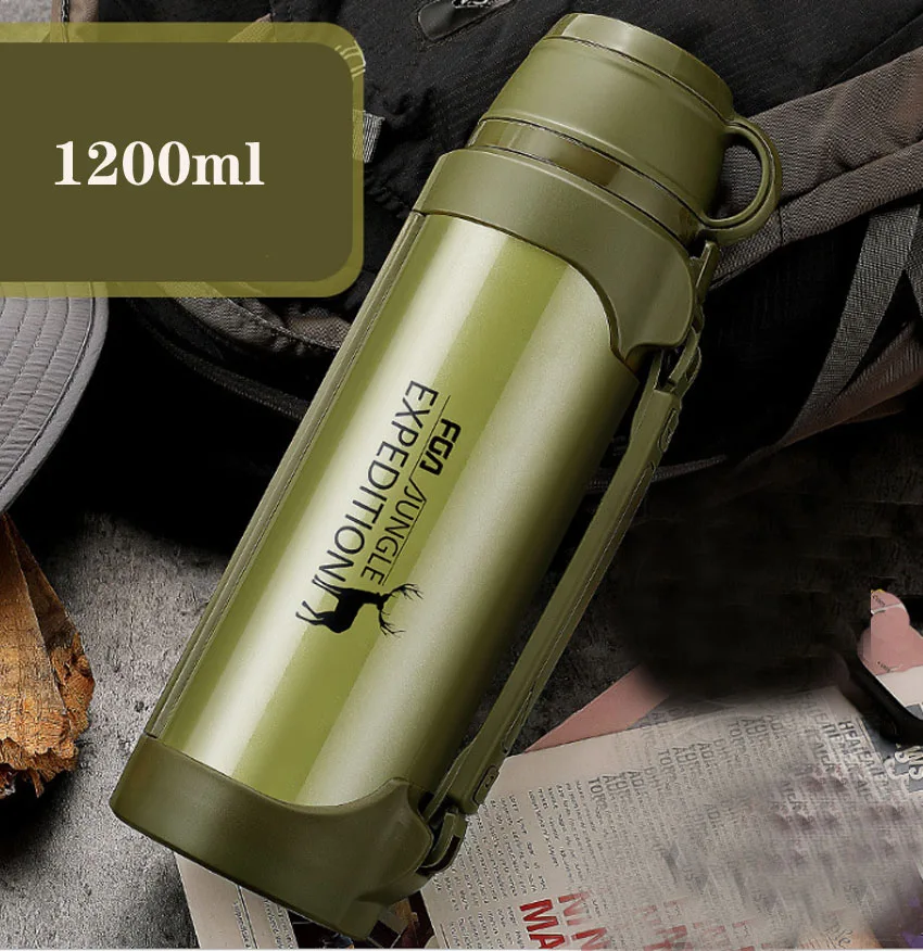 Military Thermos Drink Bottle Travel Portable Tea Large Cup Mugs Coffee Water Bottle Stainless Steel Drinking Bottle 1200ml
Military Thermos Drink Bottle Travel Portable Tea Large Cup Mugs Coffee Water Bottle Stainless Steel Drinking Bottle 1200ml