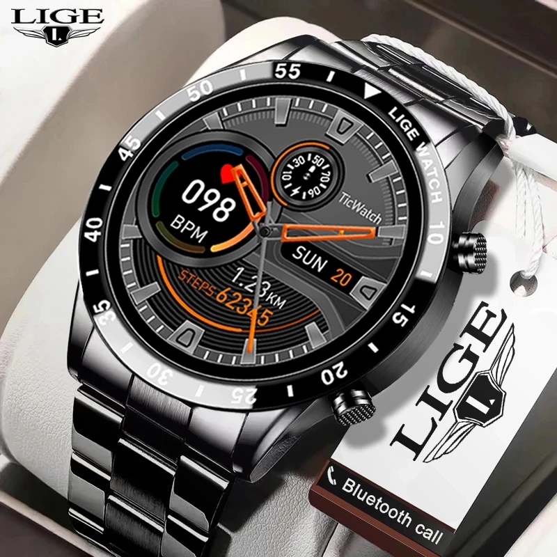 Смарт-часы LIGE мужские с пульсометром и тонометром IP68 | Электроника