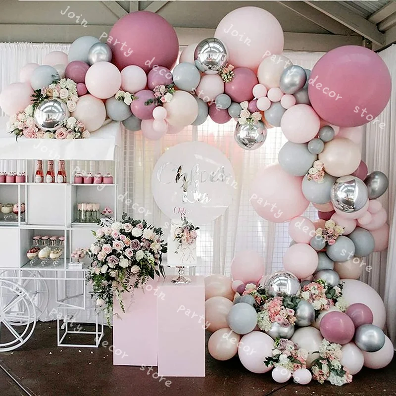 

Birthday Wedding Garden Tea Baby Shower Cocktail Bridal Shower DIY Mauve and Pink Balloons Garland Kit fo 1st Party Decorations