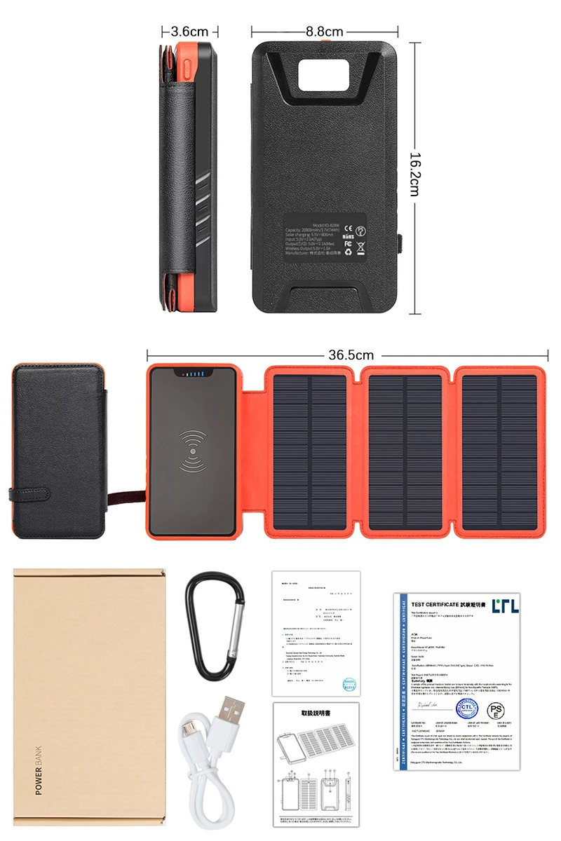 20000mAh Solar Power Bank Qi Wireless Charger for iPhone Xiaomi Samsung Poverbank Foldable Solar Panel Charger Battery Powerbank
20000mAh Solar Power Bank Qi Wireless Charger for iPhone Xiaomi Samsung Poverbank Foldable Solar Panel Charger Battery Powerbank