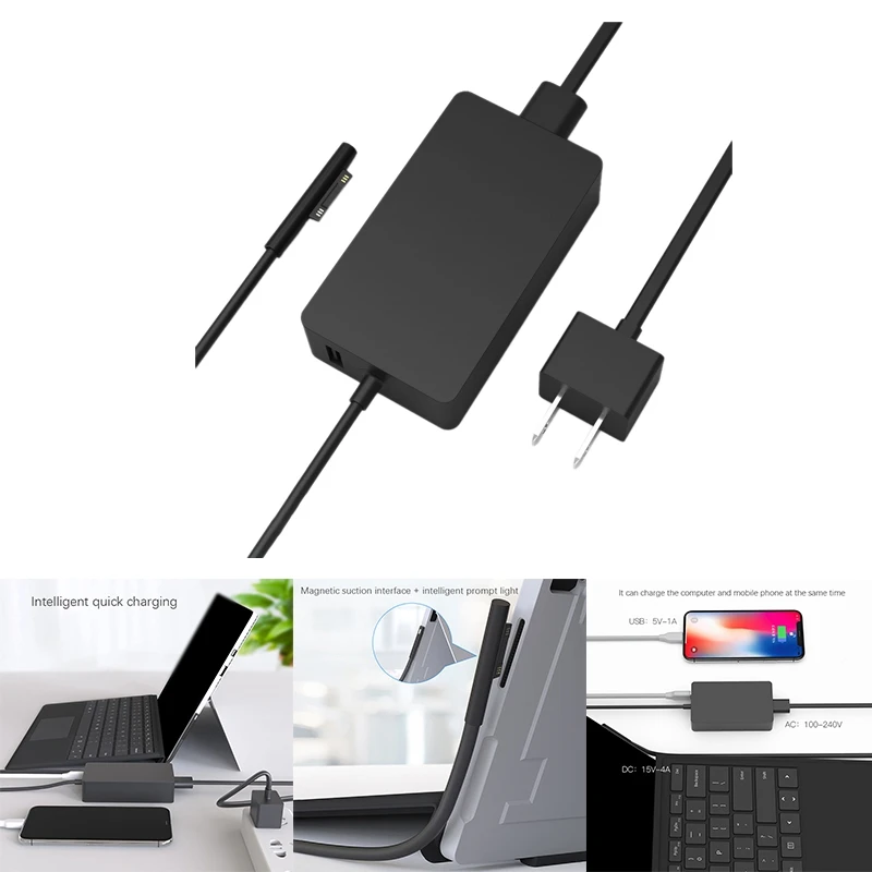65W 15V/4A Power Adapter with USB 1.8M Laptop Charger for Surface Pro 7/Pro 6/Pro 5/Pro 4/Pro 3/Pro X/Go 2021 new
65W 15V/4A Power Adapter with USB 1.8M Laptop Charger for Surface Pro 7/Pro 6/Pro 5/Pro 4/Pro 3/Pro X/Go 2021 new