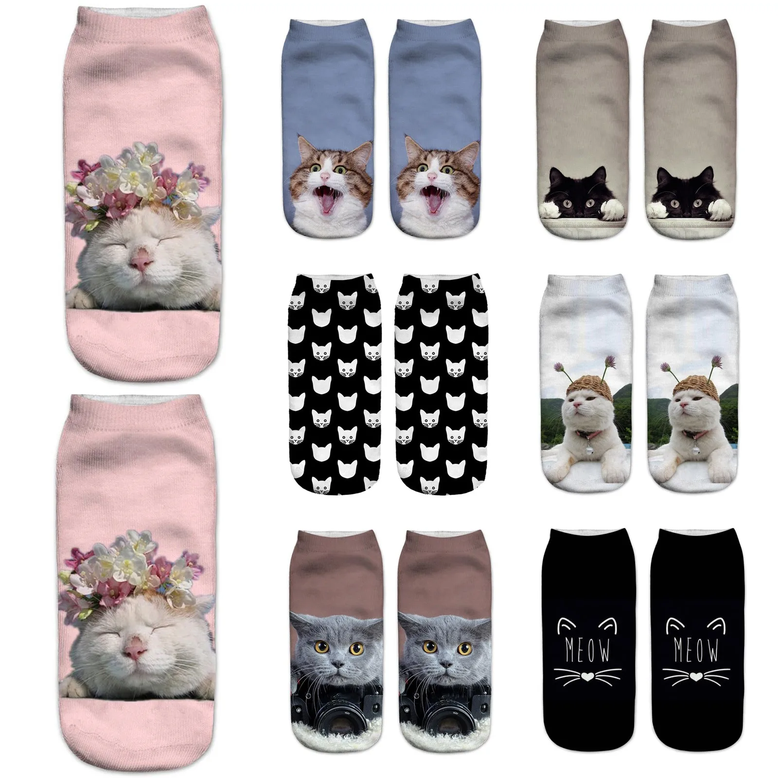 1 Pairs Casual Cute Cat Printing 3d Unisex Low-cut Socks Fashion Breathable Elastic Sports Socks Sweat-absorbent Socks
1 Pairs Casual Cute Cat Printing 3d Unisex Low-cut Socks Fashion Breathable Elastic Sports Socks Sweat-absorbent Socks