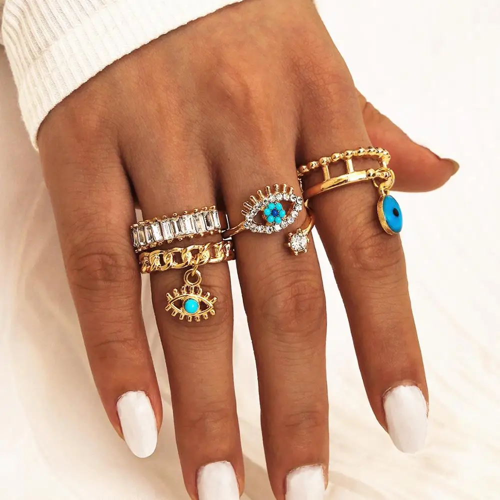 4 PCS Set Bohemian Rings Crystal Drops Geometry Demon Eye Hollow Gold Ring Set Charm woman party wedding Fashion Jewelry
4 PCS Set Bohemian Rings Crystal Drops Geometry Demon Eye Hollow Gold Ring Set Charm woman party wedding Fashion Jewelry