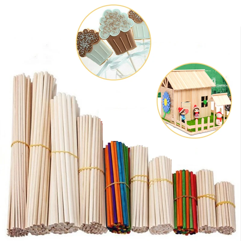 

50/100PCS Round Wooden Rods counting Sticks Educational Toys Durable Dowel Building Model Woodworking DIY Crafts
