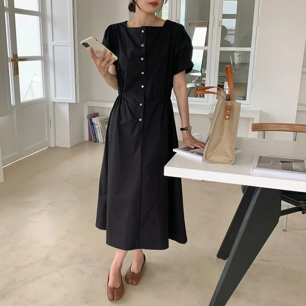 Japanese Style Fashion Casual Women's Dress 2021 Summer Loose Simple Retro Solid Color Single-breasted Square Collar
Japanese Style Fashion Casual Women's Dress 2021 Summer Loose Simple Retro Solid Color Single-breasted Square Collar