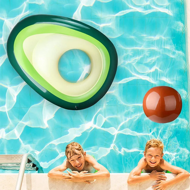 Inflatable Avocado Pool Float - Floatie with Ball Water Fun Large Blow Up Summer Beach Party Toys Raft for Kids Adults