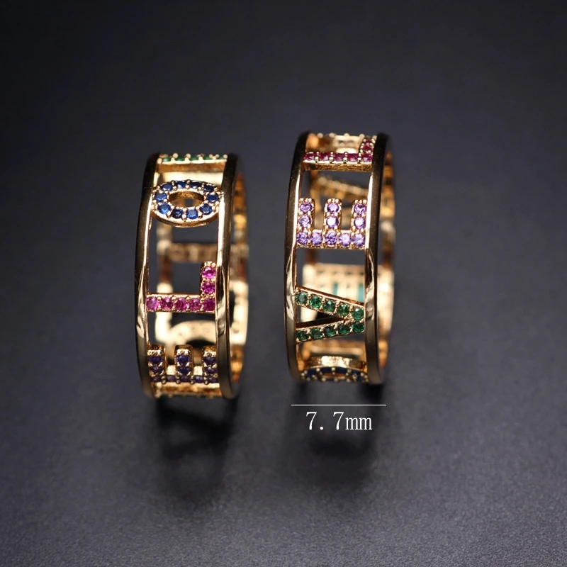 Vintage Love Letter Hollow Rings colorful AAA Cubic Zirconia stone alphabet Wedding Promise Finger Ring women costume jewelry
Vintage Love Letter Hollow Rings colorful AAA Cubic Zirconia stone alphabet Wedding Promise Finger Ring women costume jewelry