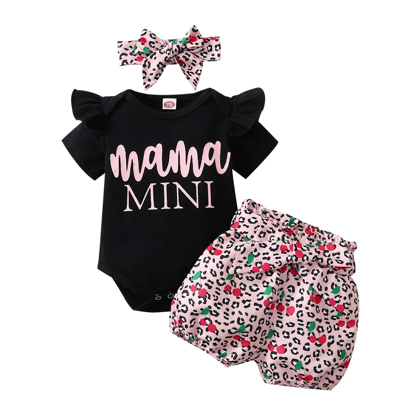 2Pcs Baby Girls Summer Outfits Short Sleeve Letter Romper and Leopard Belted Shorts and Headband Set
2Pcs Baby Girls Summer Outfits Short Sleeve Letter Romper and Leopard Belted Shorts and Headband Set