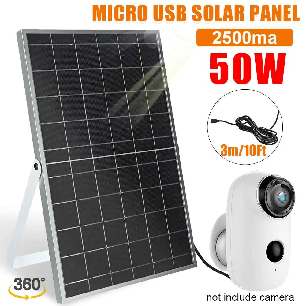 50W Solar Panel 6V Micro USB for Security Camera Monocrystal Silicon Outdoor Solar Power Panel Charger With 3m Charging Cable
50W Solar Panel 6V Micro USB for Security Camera Monocrystal Silicon Outdoor Solar Power Panel Charger With 3m Charging Cable