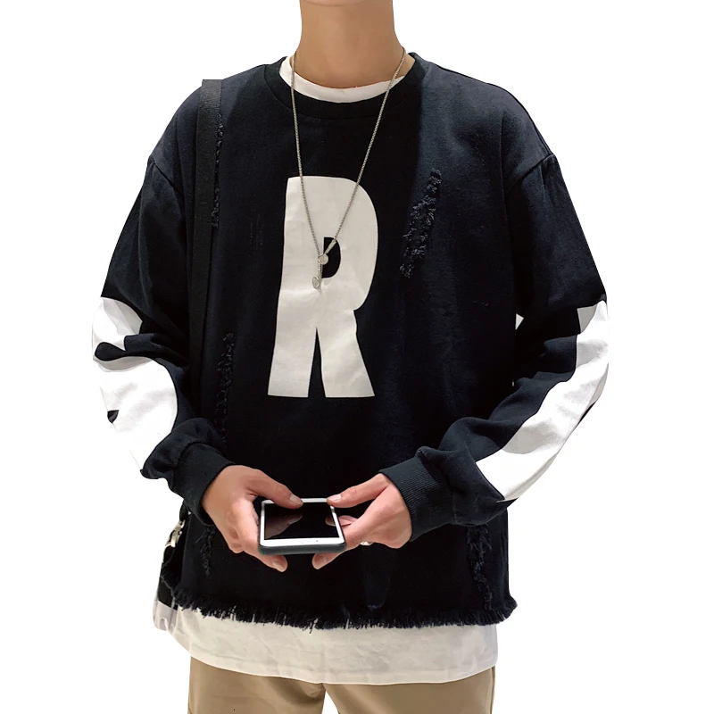 Autumn New Hoodies Men Fashion Contrast Color Letter Printing Casual Sweatshirt Man Streetwear Wild Hip Hop Loose Hole Hoodie
Autumn New Hoodies Men Fashion Contrast Color Letter Printing Casual Sweatshirt Man Streetwear Wild Hip Hop Loose Hole Hoodie