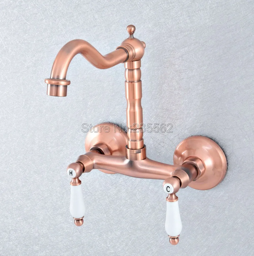 Antique Red Copper Brass Wall Mounted Bathroom Kitchen Sink Faucet Swivel Spout Mixer Tap Double Ceramic Handles Levers Lsf896
Antique Red Copper Brass Wall Mounted Bathroom Kitchen Sink Faucet Swivel Spout Mixer Tap Double Ceramic Handles Levers Lsf896