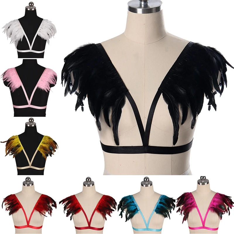 Feather Body Bondage Harness Erotic Lingerie Goth Crop Tops Fetish Bra Hollow Out V-Neck Halter Garter Belt Festival Carnival
Feather Body Bondage Harness Erotic Lingerie Goth Crop Tops Fetish Bra Hollow Out V-Neck Halter Garter Belt Festival Carnival