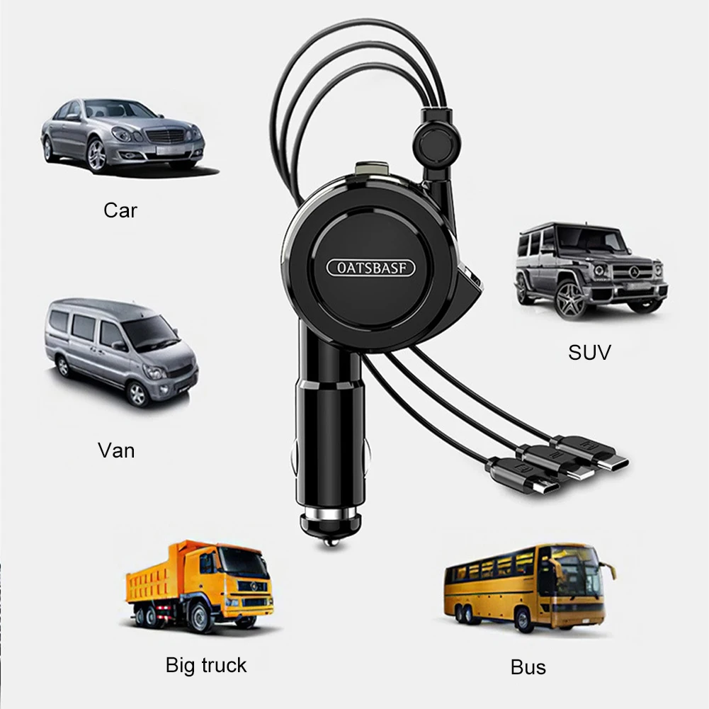 3 in 1 Car-Charger Adapter Universal Retractable Charger Cable 150cm PD Fast Charging Quick For Huawei Android Phone Type-C
3 in 1 Car-Charger Adapter Universal Retractable Charger Cable 150cm PD Fast Charging Quick For Huawei Android Phone Type-C
