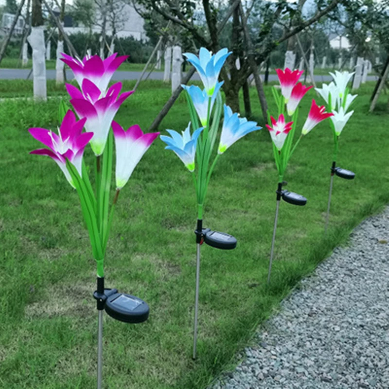 Solar LED Light with Pole Lily Flower Lamp 4 Head Waterproof Christmas Lights Outdoor Garden Lawn Lighting Wedding Holiday Decor
Solar LED Light with Pole Lily Flower Lamp 4 Head Waterproof Christmas Lights Outdoor Garden Lawn Lighting Wedding Holiday Decor