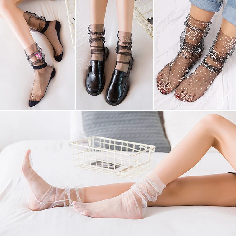 Fashion Korean Socks Ultra-thin Sheer Elastic Flower Soft Transparent Ultra-thin Sheer Flower Solid Socks Free Size Women Summer
Fashion Korean Socks Ultra-thin Sheer Elastic Flower Soft Transparent Ultra-thin Sheer Flower Solid Socks Free Size Women Summer