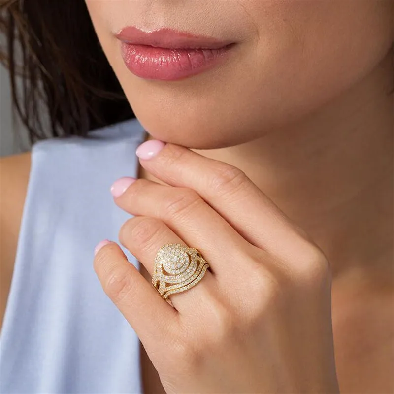 Rulalei Vintage Fashion Jewelry 925 Sterling Silver&Gold Fill Pave White Clear AAAAA Cubic Zircon Eternity Women Bridal Ring Set
Rulalei Vintage Fashion Jewelry 925 Sterling Silver&Gold Fill Pave White Clear AAAAA Cubic Zircon Eternity Women Bridal Ring Set