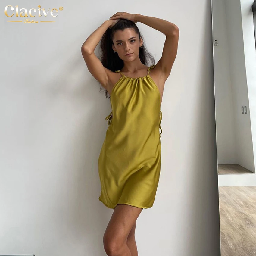 Clacive Sexy Spaghetti Strap Lace-Up Short Dresses Bodycon Backless Sleeveless Women'S Summer Sundresses Party Club Satin Dress
Clacive Sexy Spaghetti Strap Lace-Up Short Dresses Bodycon Backless Sleeveless Women'S Summer Sundresses Party Club Satin Dress