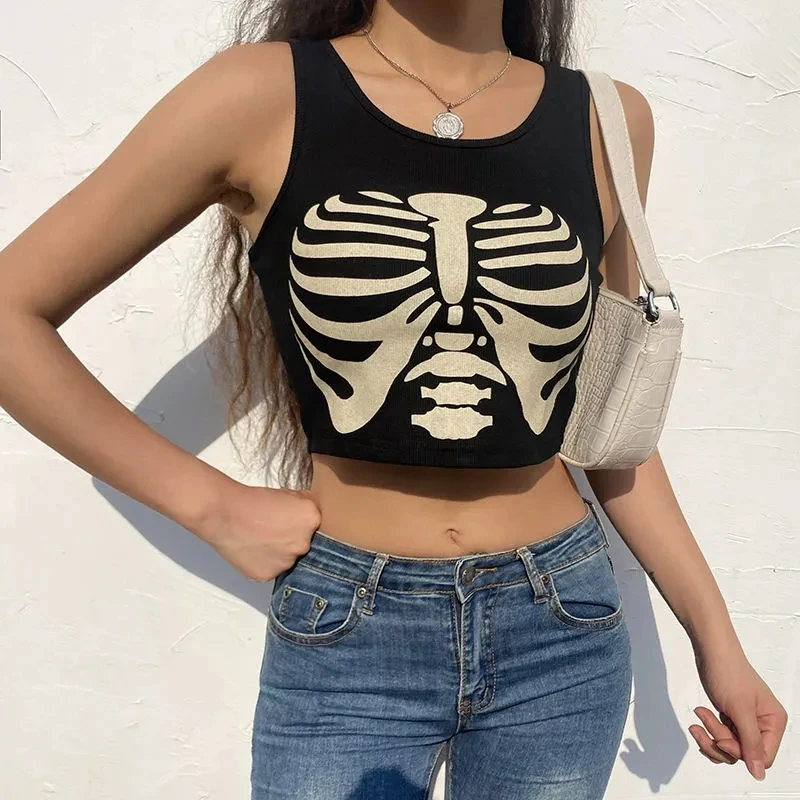 t-shirt Summer clothes for women harajuku Sexy Sleeveless Slim Pint y2k Crop Top Camis Goth Black Corset Tee Vintage Streetwear
t-shirt Summer clothes for women harajuku Sexy Sleeveless Slim Pint y2k Crop Top Camis Goth Black Corset Tee Vintage Streetwear