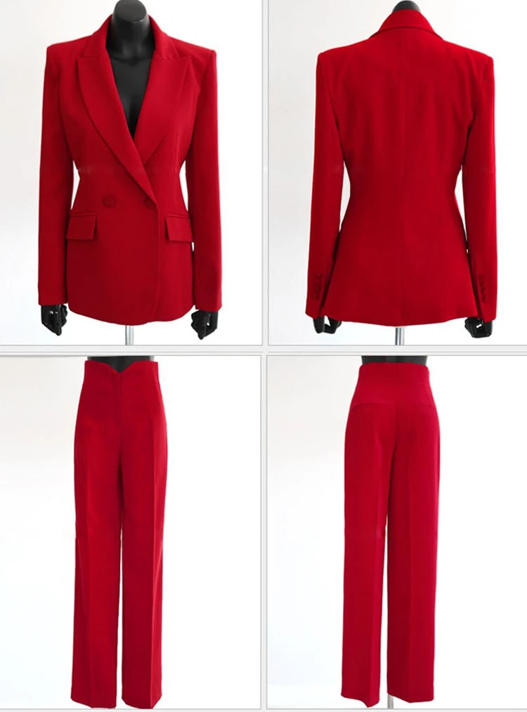 2019 Fashion Women's Clothing Twinsets Office Lady Red Turn-down Blazer Tops + High Waist Long Pants Two Piece Set OL Suits
2019 Fashion Women's Clothing Twinsets Office Lady Red Turn-down Blazer Tops + High Waist Long Pants Two Piece Set OL Suits