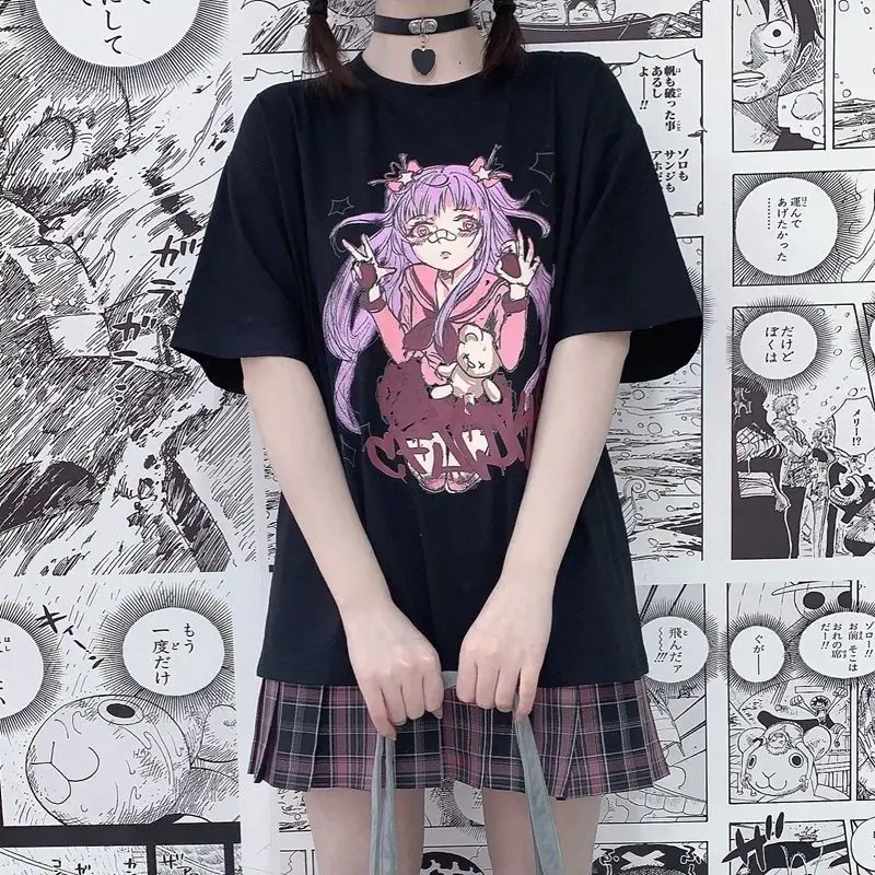 QWEEK Summer Kawaii Anime T-shirt 2021 Japanese Harajuku Streetwear Women Cute Cartoon Print Short Sleeve Top Y2k Korean Fashion
QWEEK Summer Kawaii Anime T-shirt 2021 Japanese Harajuku Streetwear Women Cute Cartoon Print Short Sleeve Top Y2k Korean Fashion