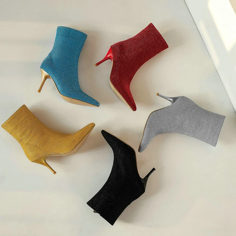 Autumn Spring Fashion Pointed Toe Ankle Boots Women Shoes Stretch Cloth Socks Boots High Quality High Heels Zipper High Heel
Autumn Spring Fashion Pointed Toe Ankle Boots Women Shoes Stretch Cloth Socks Boots High Quality High Heels Zipper High Heel