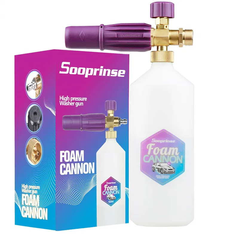 Sooprinse Foam Cannon Soap Foam Lance foam Nozzle High Pressure Washer M22-14 Metric Male Thread with 1/4 Inch Quick Connector
Sooprinse Foam Cannon Soap Foam Lance foam Nozzle High Pressure Washer M22-14 Metric Male Thread with 1/4 Inch Quick Connector