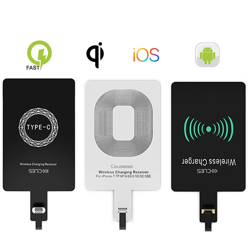 

Micro USB Type C универсальное Быстрое беспроводное зарядное устройство адаптер для Huawei iPhone для Android, беспроводной зарядный приемник Qi