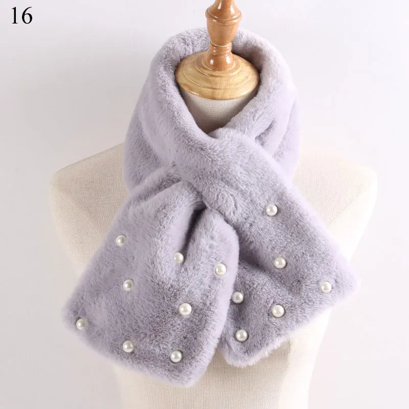 Women Winter Warm Thicken Scarfs Solid Color Faux Rabbit Fur Plush Cross Collar Scarf Shawl Solid With Pearl Elegant Warm Hot 
Women Winter Warm Thicken Scarfs Solid Color Faux Rabbit Fur Plush Cross Collar Scarf Shawl Solid With Pearl Elegant Warm Hot