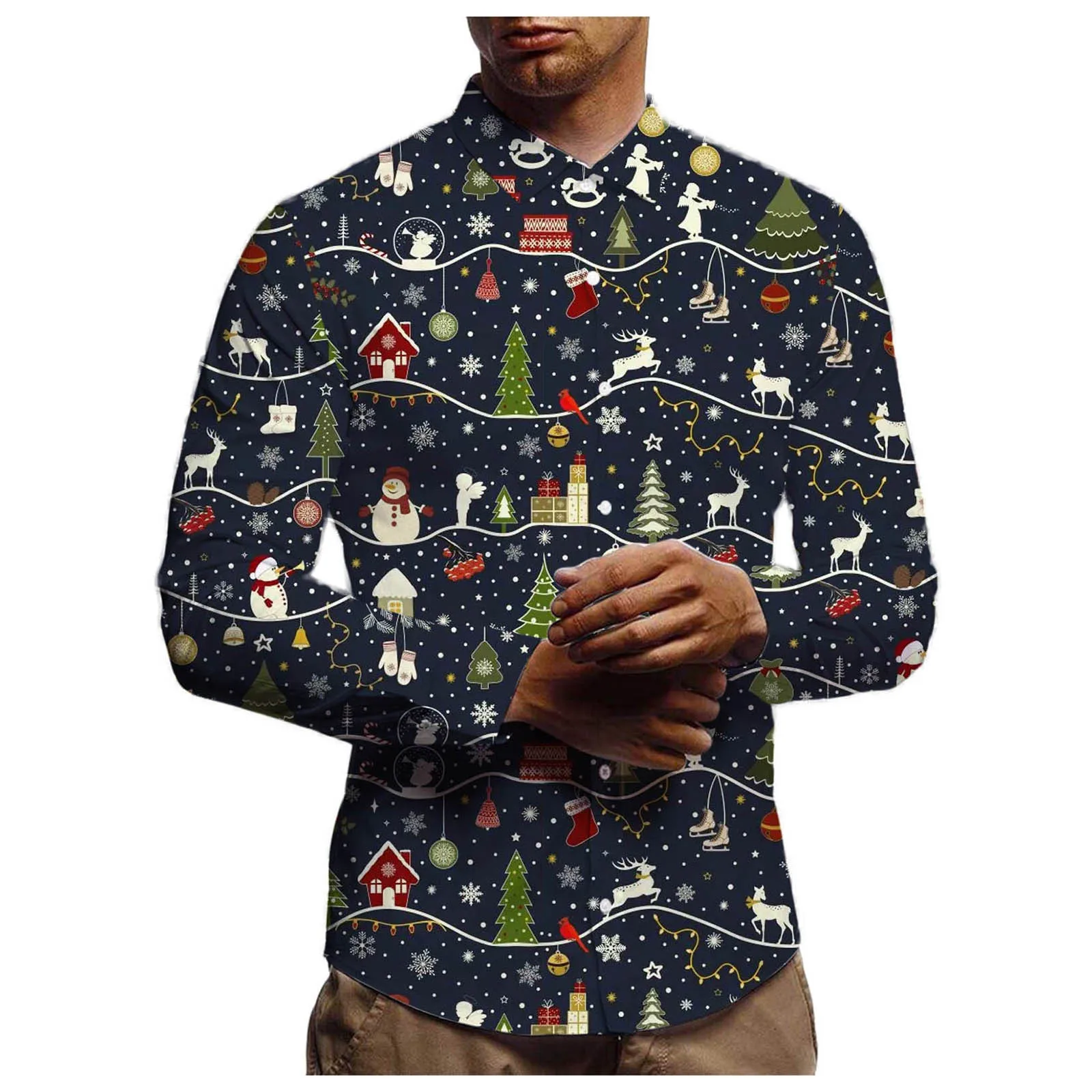 Winter Long Shirts Autumn Top Printed Sleeve Christmas Men's Casual Fashion Blouse Men Shirts Casual
Winter Long Shirts Autumn Top Printed Sleeve Christmas Men's Casual Fashion Blouse Men Shirts Casual